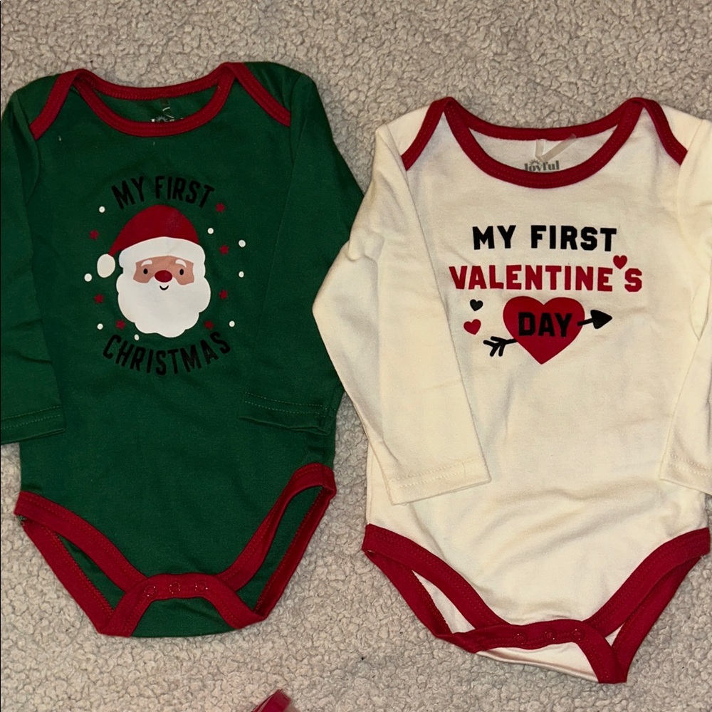 My First Christmas + My First Valentine’s Day Onesies